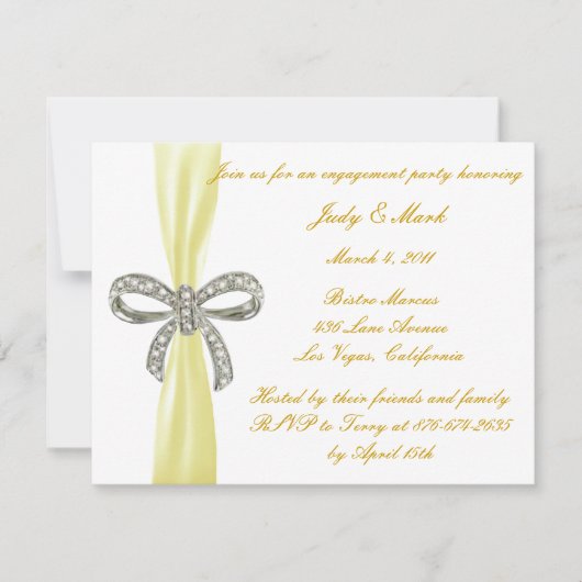イエローダイアモンドボウ婚約パーティ招待状 招待状 (正面)