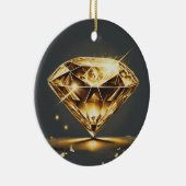 イエローダイヤモンドと水波デザイン セラミックオーナメント (右)