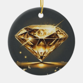 イエローダイヤモンドと水波デザイン セラミックオーナメント