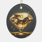 イエローダイヤモンドと水波デザイン セラミックオーナメント (左)