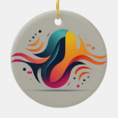 イエローダイヤモンドと水波デザイン セラミックオーナメント (裏面)