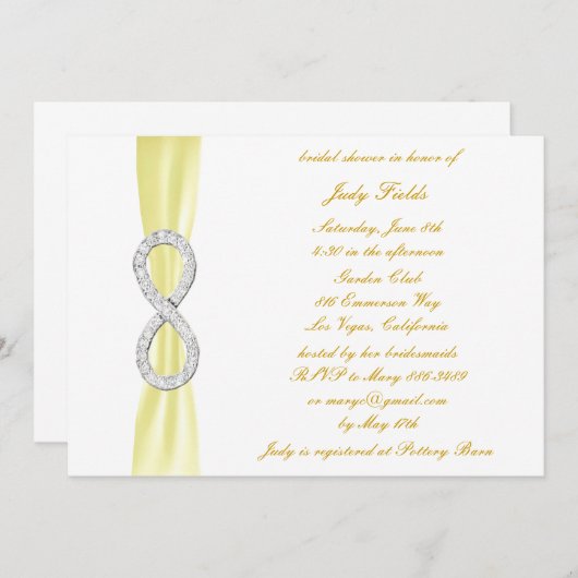 イエローダイヤモンドインフィニティブライダルシャワー招待 招待状 (正面/裏面)