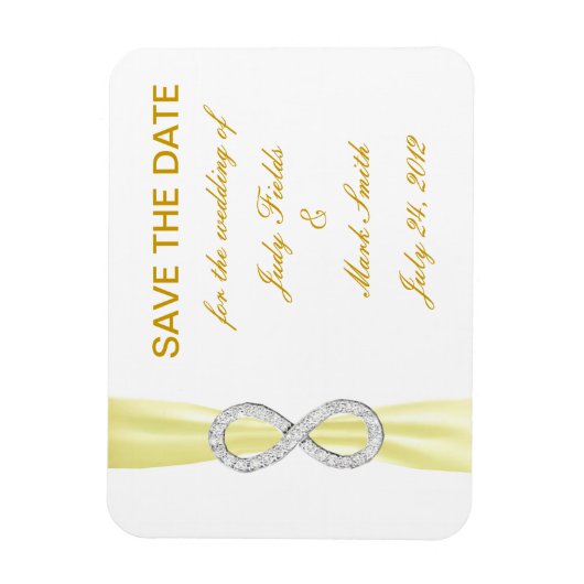 イエローダイヤモンドインフィニティ日付磁石を保存 マグネット (縦)