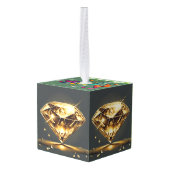 イエローダイヤモンドデザイン キューブオーナメント (裏面アングル)