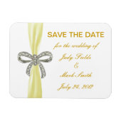 イエローダイヤモンドボウウェディングデイトマグネットを保存 マグネット (横)