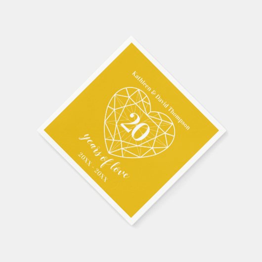 イエローダイヤモンド記念日20年の愛ナプキン スタンダードカクテルナプキン (角)