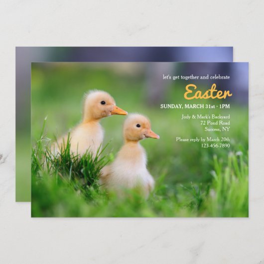 イエローダクリングスイースター招待状 招待状 (正面/裏面)