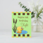 イエローダッキー池&カタイル1歳の誕生日 ポストカード (スタンド正面)