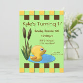 イエローダッキー1歳の誕生日 招待状 (スタンド正面)