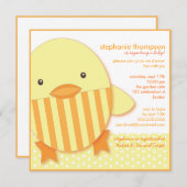 イエローダッキー(アヒルちゃん)ニュートラルベビーシャワー招待状 招待状 (正面/裏面)