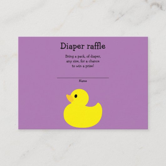 イエローダックおむつラッフル囲いカード エンクロージャーカード (正面)