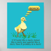 イエローダックことわざカックイラストレーション ポスター (正面)