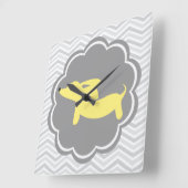 イエローダックスシャンドドキシーウィーナードッグウォールクロック スクエア壁時計 (傾斜)