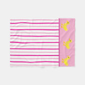 イエローダックスパステルブライトピンクホワイトストライプズ フリースブランケット (正面(横))