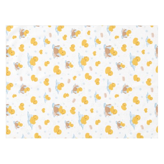 イエローダックバブルバスパターン（の模様が）あるテーブルクロス テーブルクロス (正面(横))