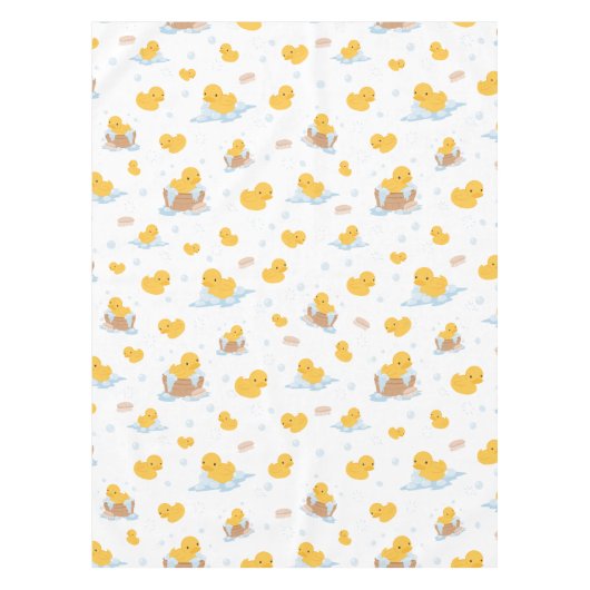 イエローダックバブルバスパターン（の模様が）あるテーブルクロス テーブルクロス (正面)