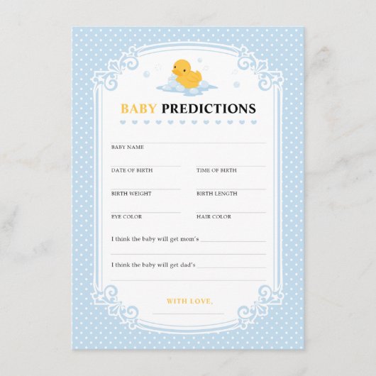 イエローダックバブルバスベビー予測ゲームカード アドバイスカード (正面)