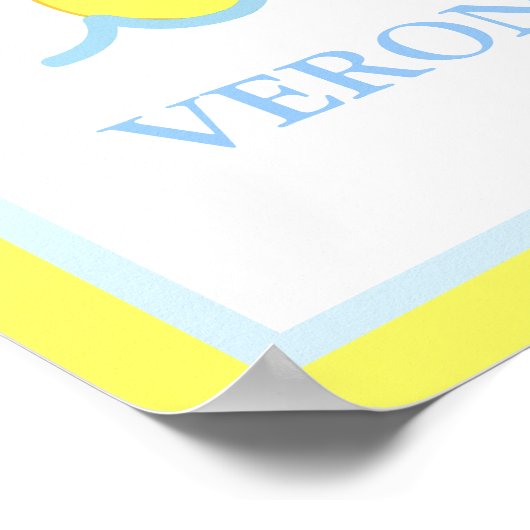 イエローダックリトルダッキー（アヒルちゃん）アパーソナライズされたートプリント ポスター (角)