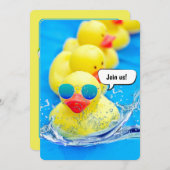 イエローダック誕生日プールパーティー 招待状 (正面/裏面)
