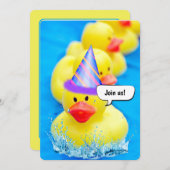 イエローダック誕生日プールパーティー 招待状 (正面/裏面)