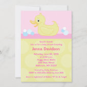 イエローダック5x7ベビーシャワー招待状 – ピンク 招待状 (正面)