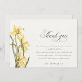 イエローダッフィディル フラワーズ ウォーターカラー ブライダルシャワー サンキューカード (正面/裏面)