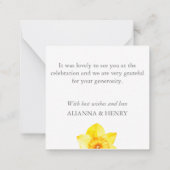 イエローダッフェディルナルシスパーソナライズされたサンキュー ノートカード (裏面)