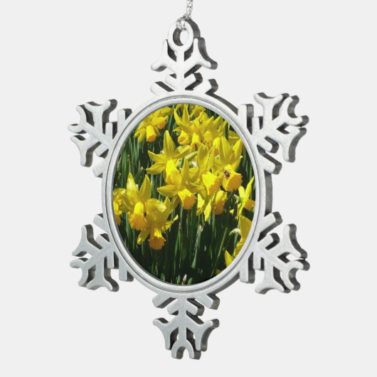 イエローダッフォジルスアイチーリー春の花 スノーフレークピューターオーナメント (右)