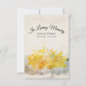 イエローダッフォディルウォーター色春葬儀悔やみや弔慰 サンキューカード (正面)