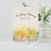 イエローダッフォディルウォーター色春葬儀悔やみや弔慰 サンキューカード (スタンド正面)