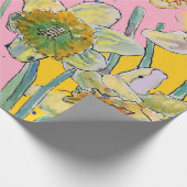 イエローダッフォディルピンク春の花水彩 ラッピングペーパー (角)