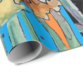 イエローダッフォディルブルー春の花アートウォーターカラー ラッピングペーパー (ロールコーナー)