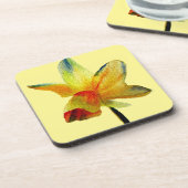 イエローダッフォディル水彩画春花 コースター (左側)