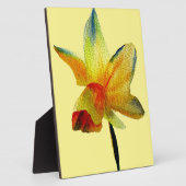 イエローダッフォディル水彩画春花 フォトプラーク (側面)