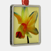 イエローダッフォディル水彩画春花 メタルオーナメント (右)