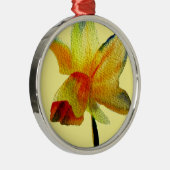 イエローダッフォディル水彩画春花 メタルオーナメント (右)