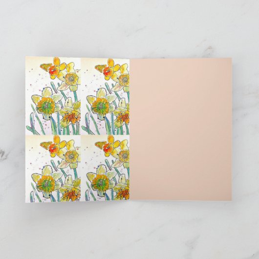 イエローダッフォディル花水彩誕生日 カード (内部)