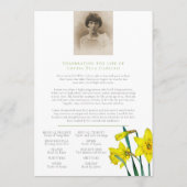 イエローダッフォディル葬儀プログラム プログラム (裏面)