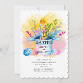 イエローダッフルピンクイースターブランチ卵狩り 招待状