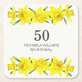 イエローダッフル50歳の誕生日 スクエアペーパーコースター