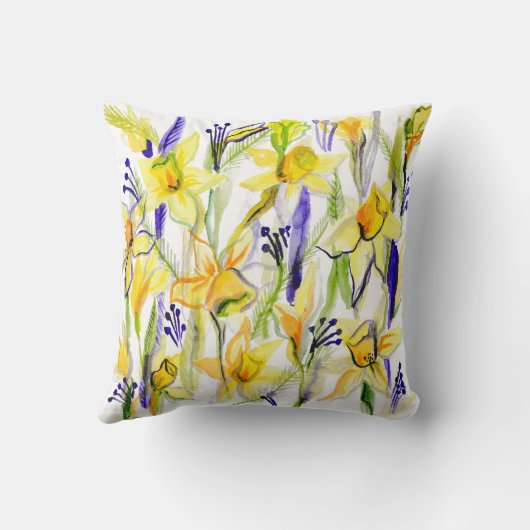 イエローダフォジルスウォーターイラストレーション クッション (裏面)