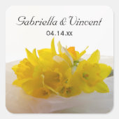 イエローダフォジルスオンホワイト春の結婚式 スクエアシール (正面)