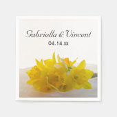 イエローダフォジルスオンホワイト春の結婚式 スタンダードカクテルナプキン (正面)