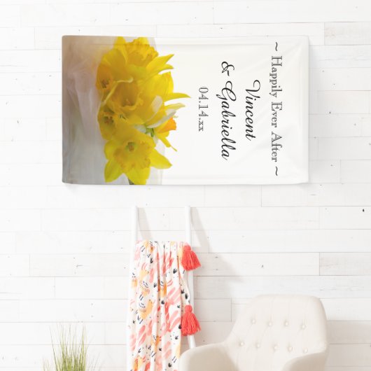 イエローダフォジルスオンホワイト春の結婚式 横断幕 (インサイチュ)