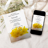 イエローダフォジルスオンホワイト春ブライダルシャワー 招待状