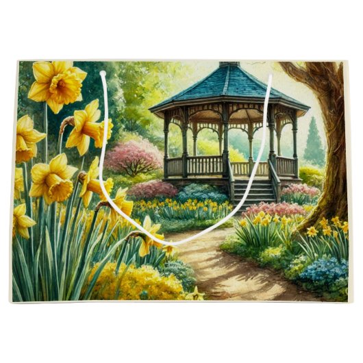 イエローダフォジルスガゼボフローラ抱き枕 ラージペーパーバッグ (正面)