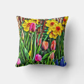 イエローダフォジルスパープルチューリップブルーマスカリ クッション (裏面)