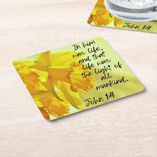 イエローダフォジルパーティー紙コースター スクエアペーパーコースター (アングル)