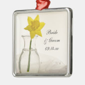 イエローダフォディルと結婚真珠 メタルオーナメント (左)