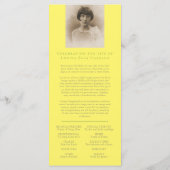 イエローダフォディルの明るい葬儀のメモリアル プログラム (裏面)